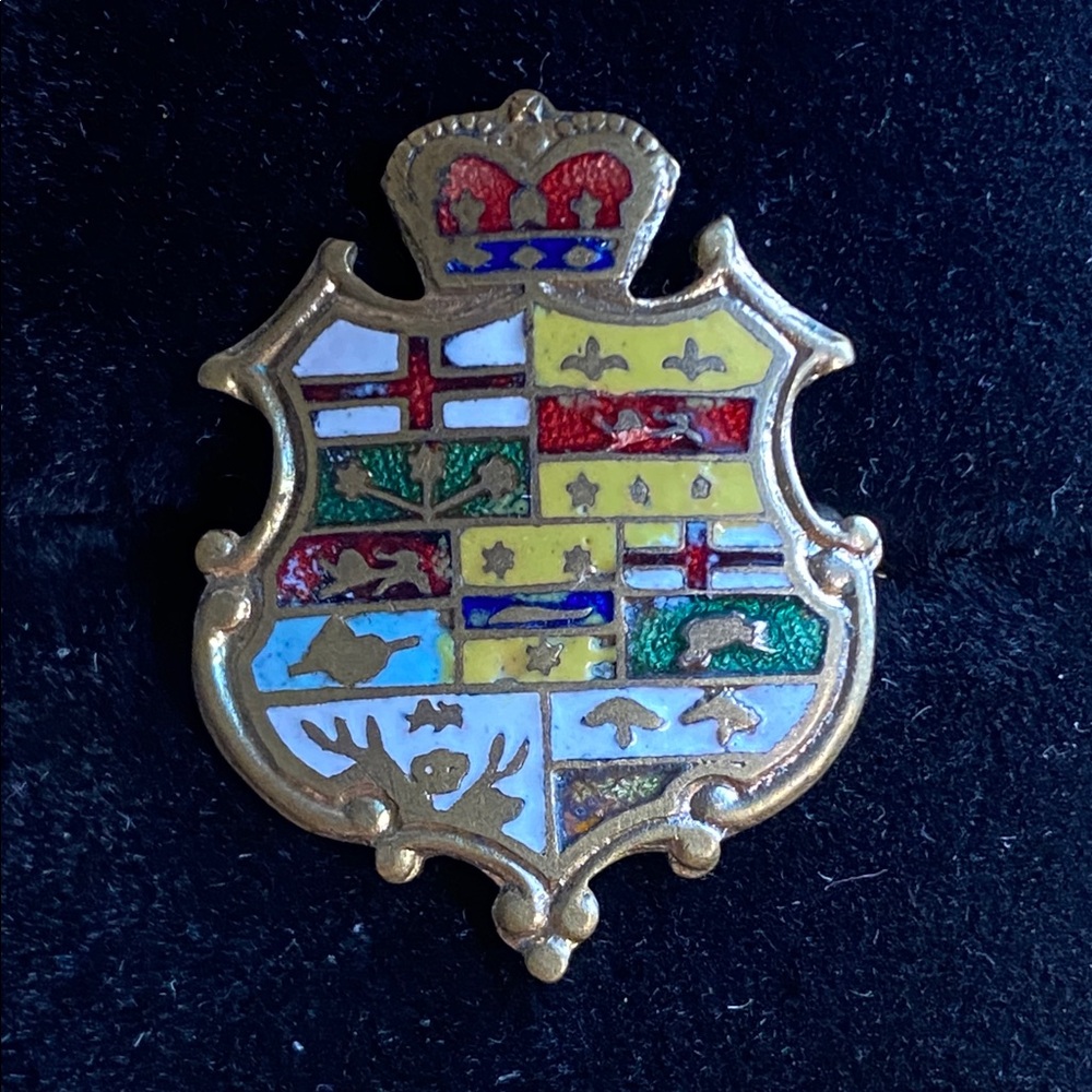 Vintage Dominion of Canada Shield Brooch Enamel Coat of Arms Souvenir Pin